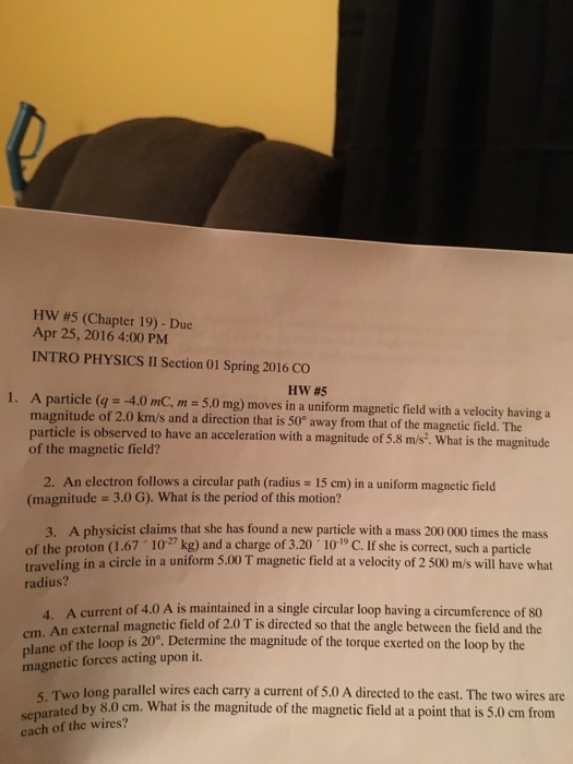 Solved A Particle Q 4 0 Mc M 5 0 Mg Moves In A Un Chegg Com