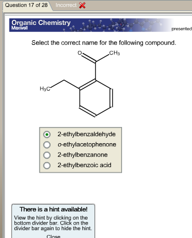 Solved Organic Chemistry Maxwell Presen Select The Correc Chegg Com