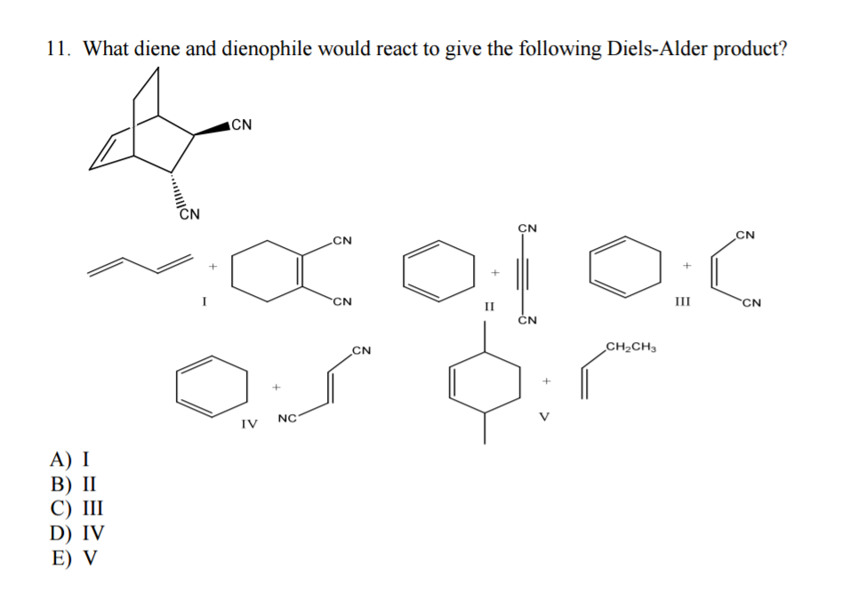 Solved What Diene And Dienophile Would React To Give The