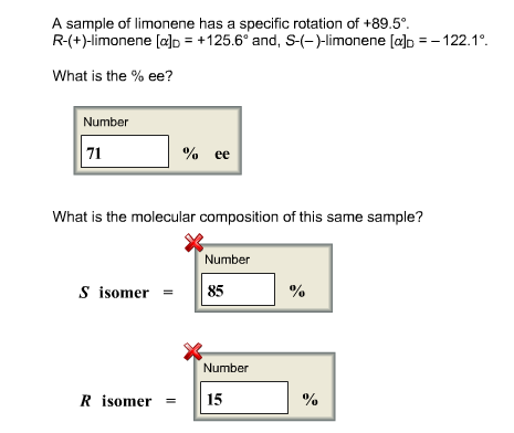 Solved A Sample Of Limonene Has A Specific Rotation Of Chegg Com