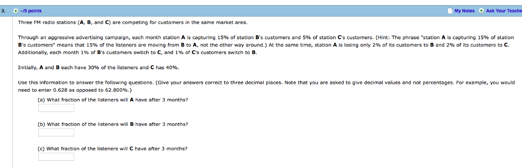 Solved 3. +-19 points My Notes Ask Your Teache Three FM 