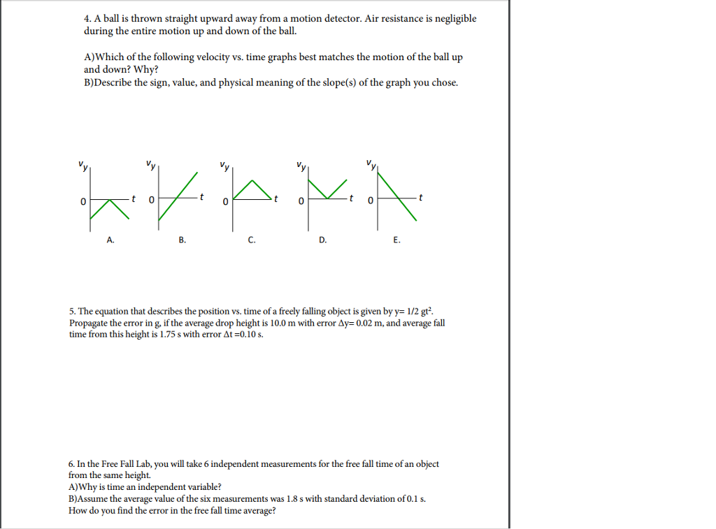 Solved Prelab Phy 122 Free Fall 1 Andrew Has Two Objects Chegg Com