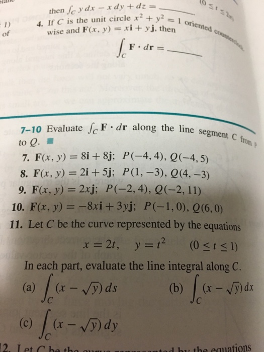 Solved If C Is The Unit Circle X 2 Y 2 1 Oriented Cou Chegg Com