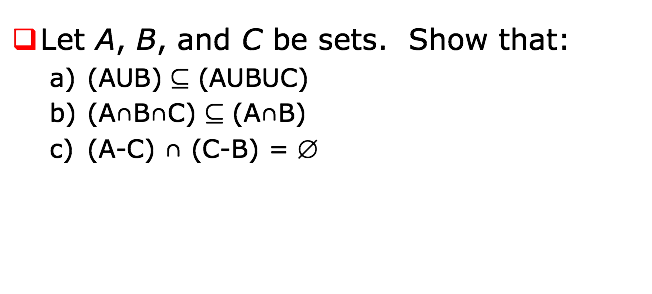 Solved Olet A B And C Be Sets Show That A Aub C A Chegg Com