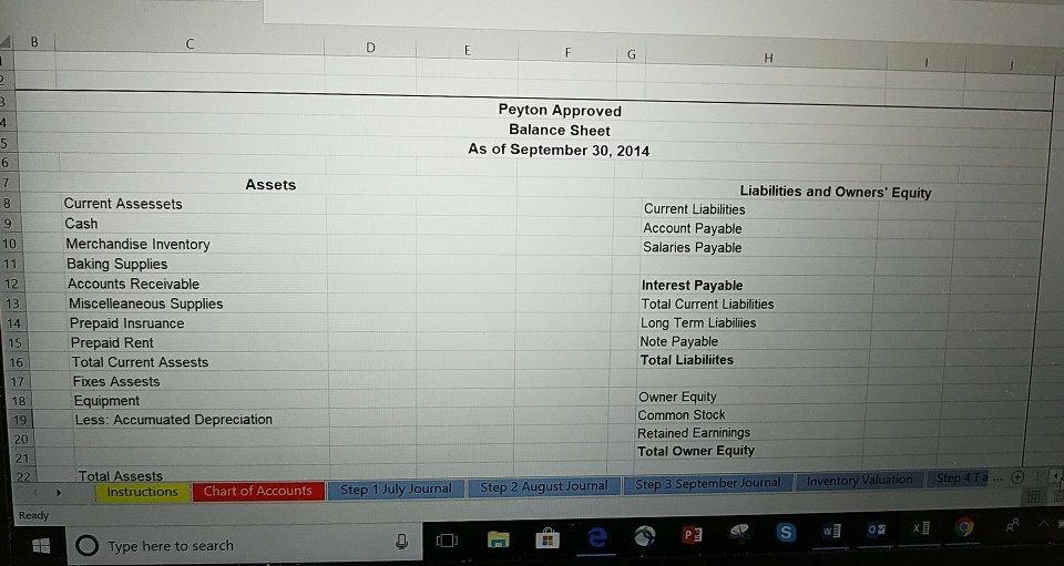 peyton approved balance sheet as of september 30 chegg com trial working capital