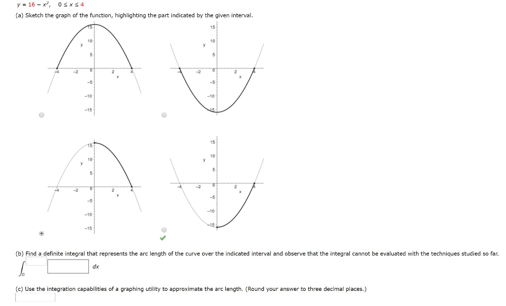 Solved Y 16 X 2 0 Lessthanorequalto X Lessthanorequalto Chegg Com