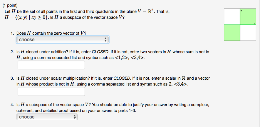 Solved Let H Be The Set Of All Points In The First And Th Chegg Com