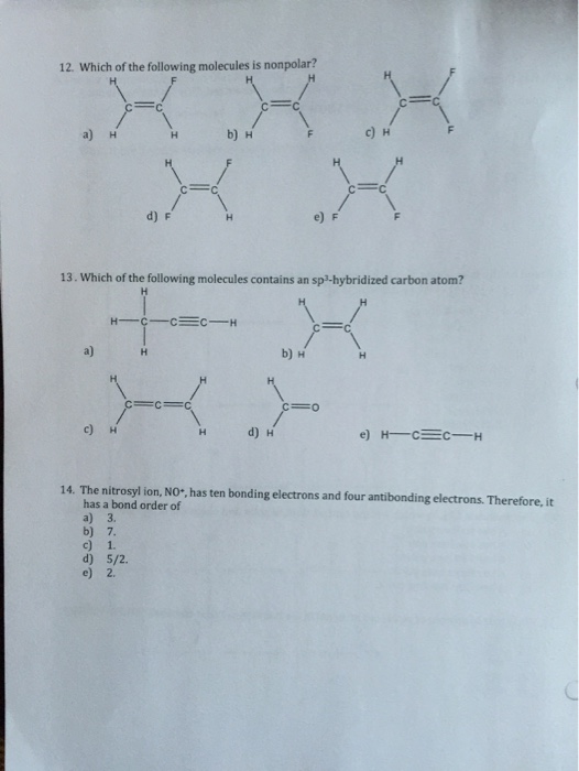 Solved Which Of The Following Molecules Is Nonpolar? Whic