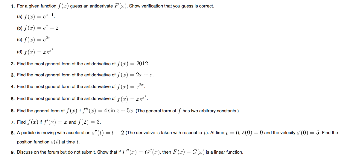 Solved For A Given Function F X Guess An Antiderivate F X Chegg Com