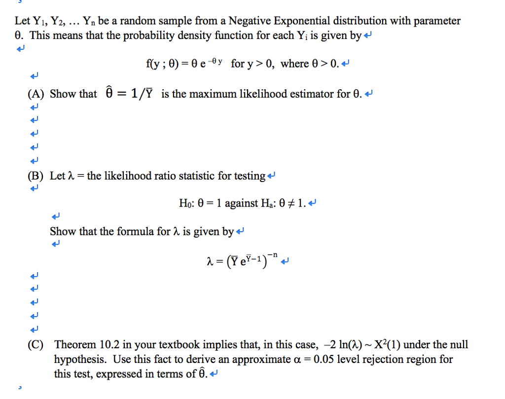 Solved Let Y1 Y2 Yn Be A Random Sample From A Negative