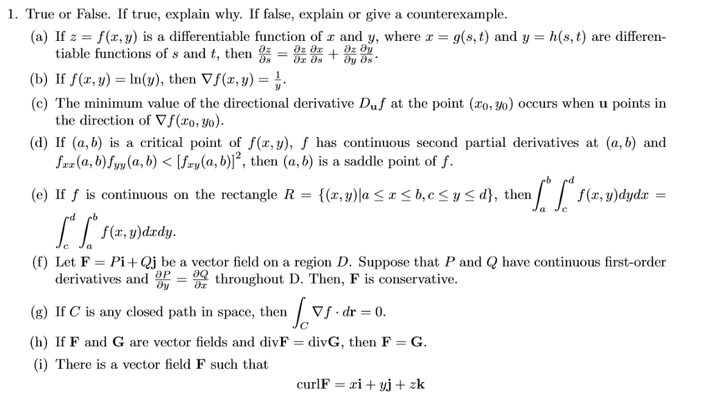 Solved True Or False If True Explain Why If False Exp Chegg Com