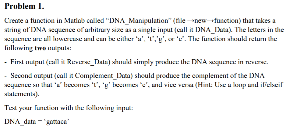 problem create a function in matlab