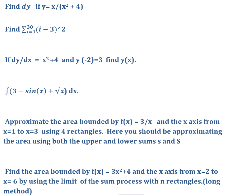 Solved Find Dy If Y X X 2 4 Find Sigma I 1 30 I Chegg Com