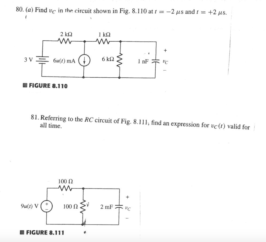 Solved 80 A Find Vc In The Circuit Shown In Fig 8 110 Chegg Com