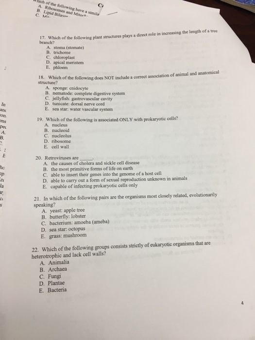 Question: Hich of the following have a simila A. Ribosomes and Mitort B. Lipid Bilaver 17 Which of the foll...