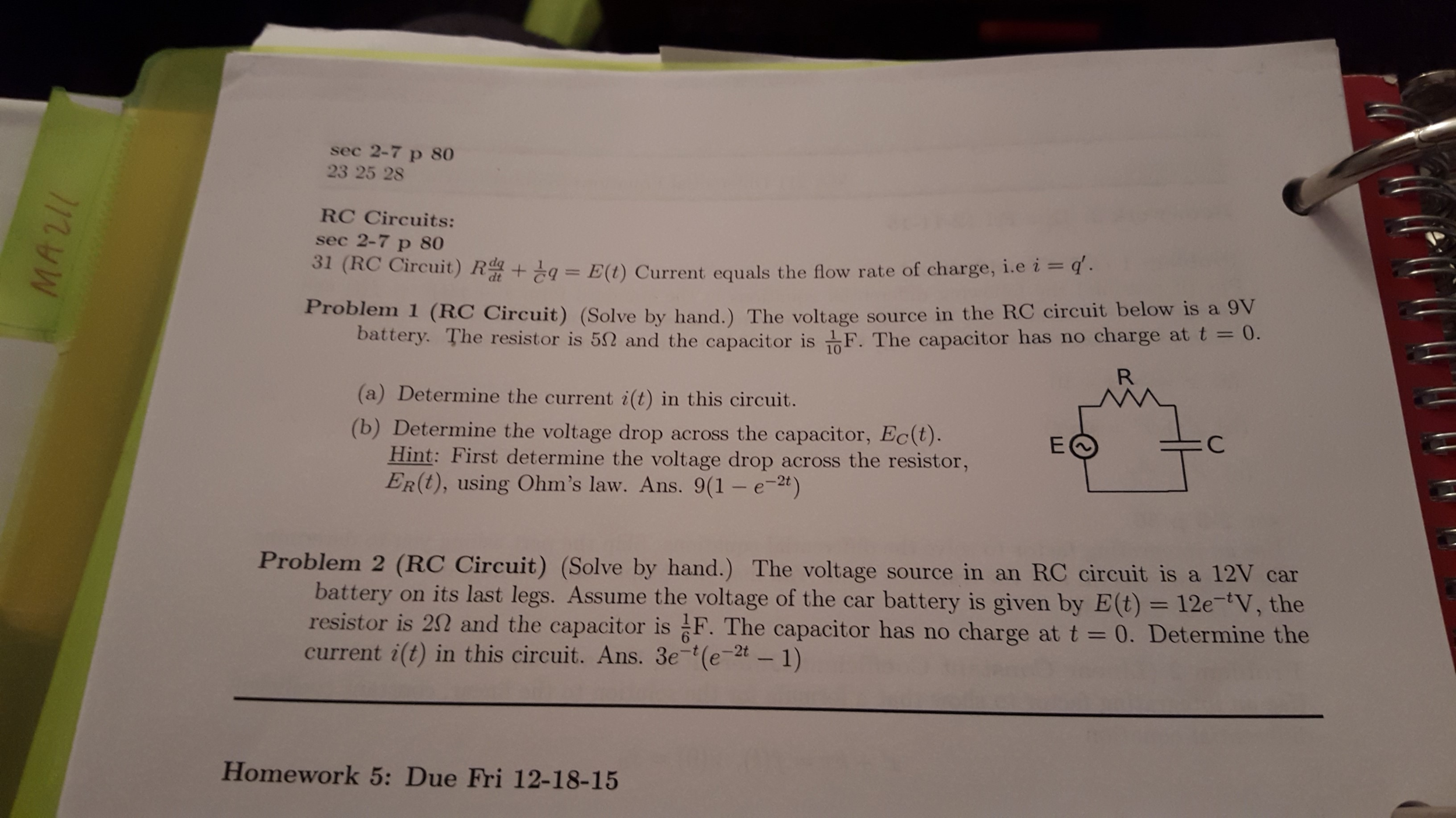 R Dq Dt 1 Cq E T Current Equals The Flow Rate Of Chegg Com