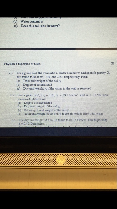 Solved Water Content W C Does This Soil Sink In Water