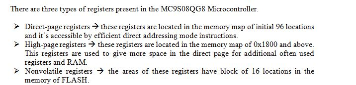 Answered! From the Freescale MC9S08QG8 microcontroller (this is a member of the HCS08 family).... 2