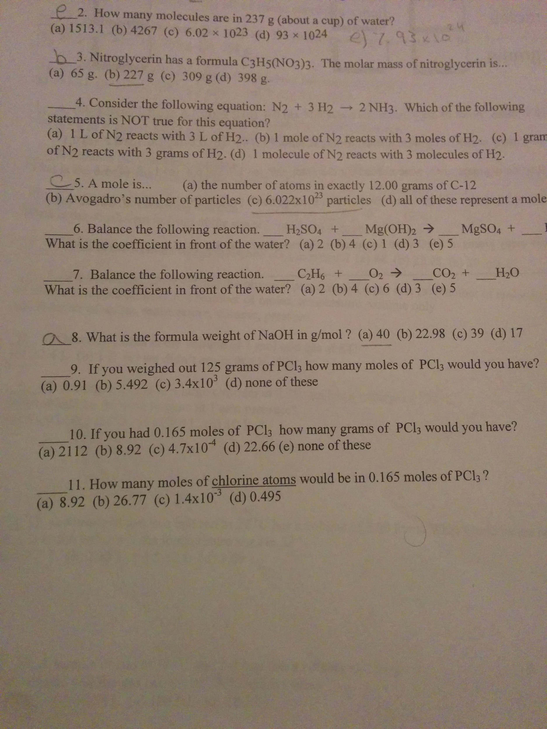 Solved How Many Molecules Are In 237 G About A Cup Of W Chegg Com