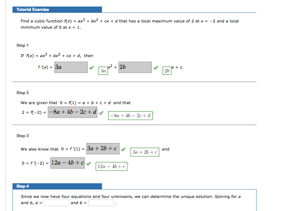 Find A Cubic Function F X Ax 3 Bx 2 Cx D Chegg Com