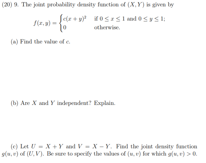 Solved 9 The Joint Probability Density Function Of Chegg Com