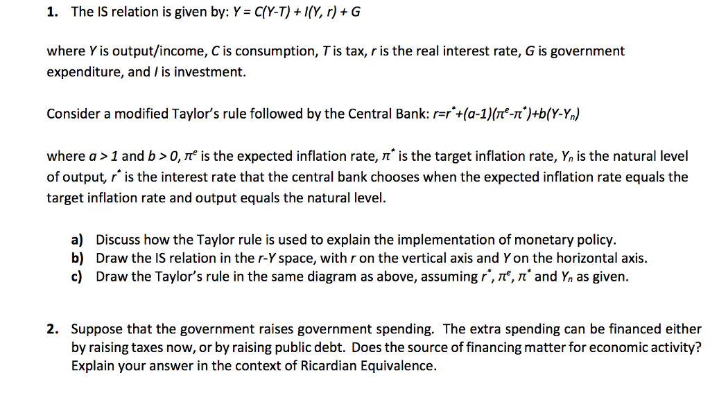 Solved The Is Relation Is Given By Y C Y T Y R Chegg Com