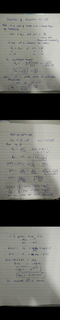 Question & Answer: B) NaHS, Kb of HS18 10-7 C) NaOAc, Ka of HOAc= 1.8 x 10-5 0 KCN, Ka of HCN = 4.0 x 10-10..... 1