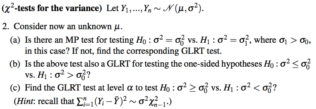 Tests For The Variance Let Yi X N M S2 2 Chegg Com