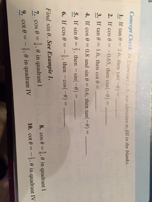 Solved If Tan Theta 2 6 Then Tan Theta 2 If Cos T Chegg Com