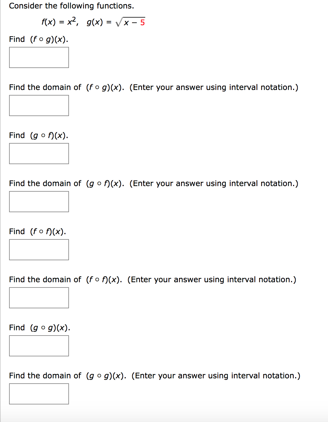 Consider The Following Functions F X X 2 G X Chegg Com