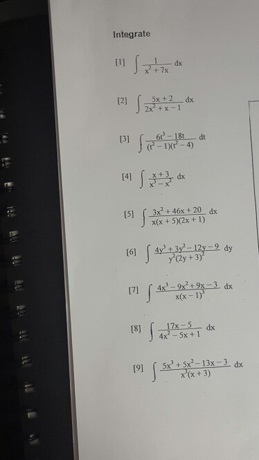 Solved Integrate 1 Integral 1 X 2 7x Dx 2 Integral Chegg Com