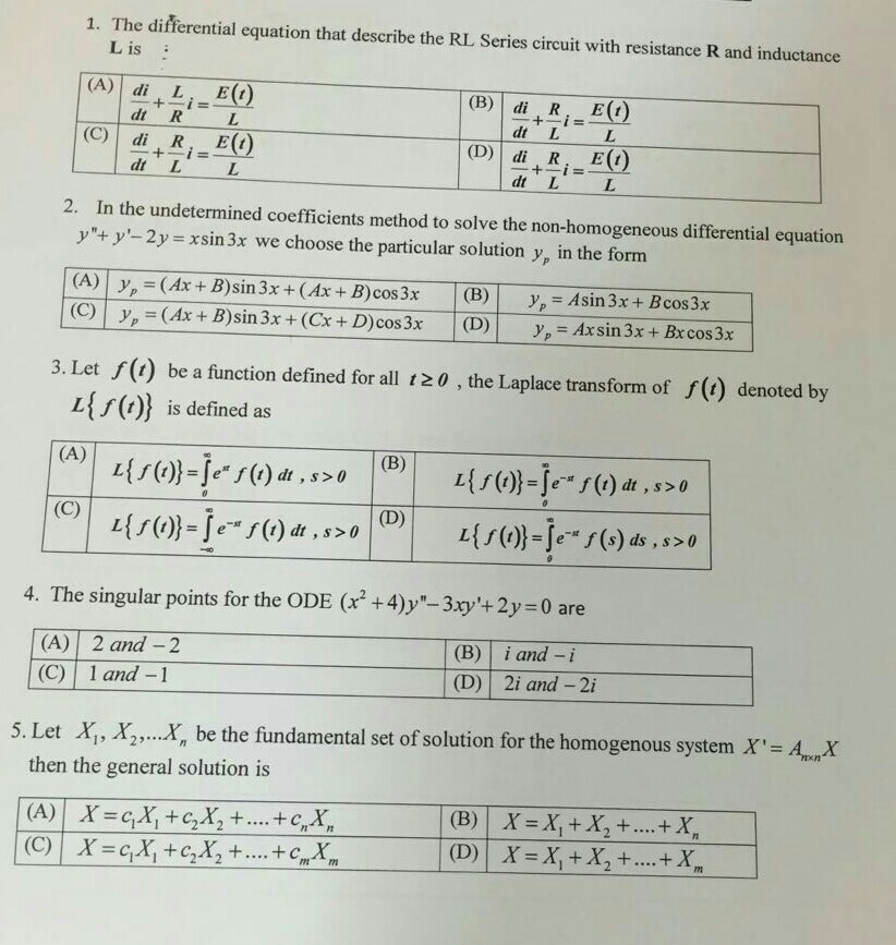 Solved 1 The Differential Equation That Describe The Rl Chegg Com