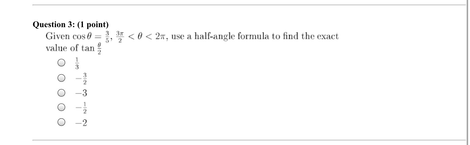 Solved Given Cos Theta 3 5 3pi 2 Theta 2 Pi Use A Chegg Com