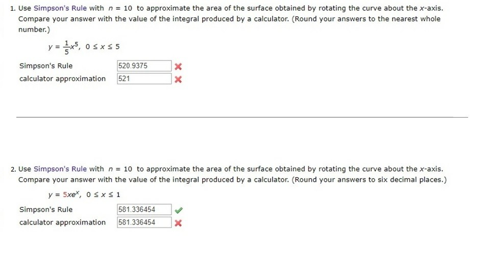 Solved 1. Use Simpson's Rule with n = 10 to approximate the | Chegg.com