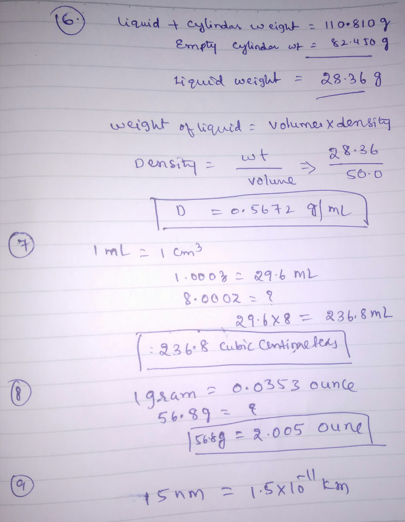 An Empty Graduated Cylinder Weighs 450 G When Filled To 50 0 Ml With An Answersbay