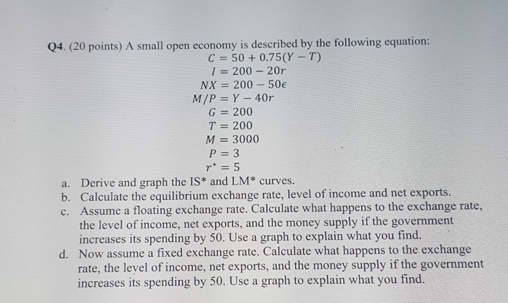 Solved 04 Points A Small Open Economy Is Described By Chegg Com