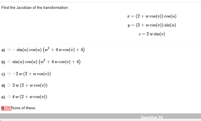 Solved Find The Jacobian Of The Transformation Z 2 Chegg Com
