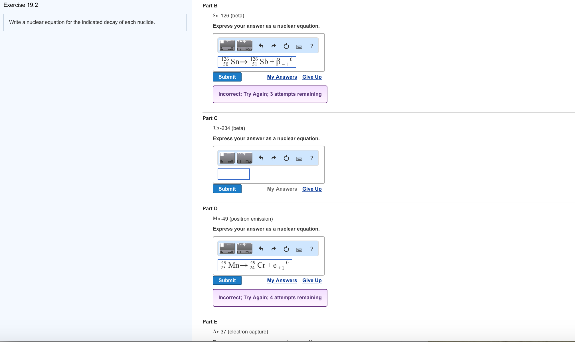 Solved Write A Nuclear Equation For The Indicated Decay O Chegg Com