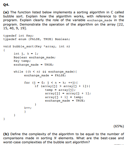 Solved (a) The function listed below implements a sorting