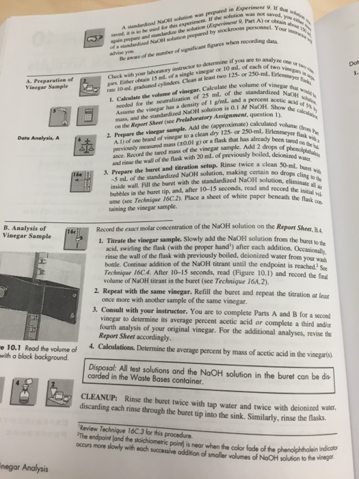 Experiment 10 Prelaboratory Assignment Vinegar Chegg 