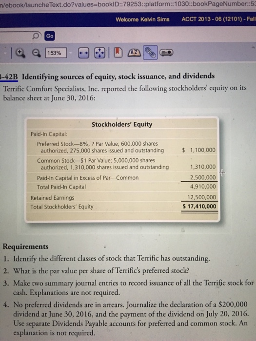 Solved Identifying Sources Of Equity Stock Issuance And