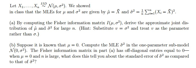 Solved Let Xi X 149 N M S2 We Showed In Clas Chegg Com