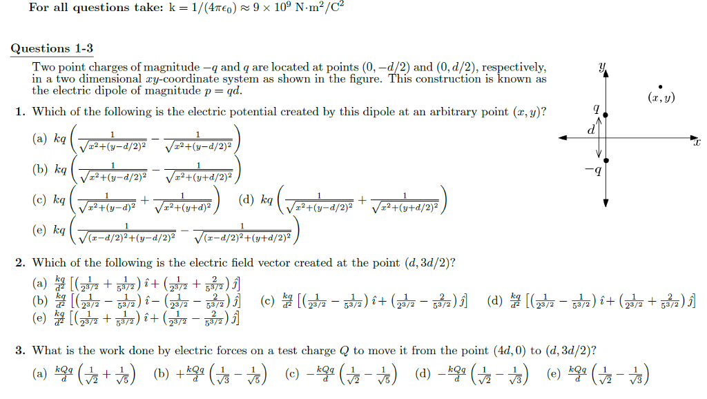 Solved For All Questions Take K 1 4pe0 9 X 109 N M2 Chegg Com