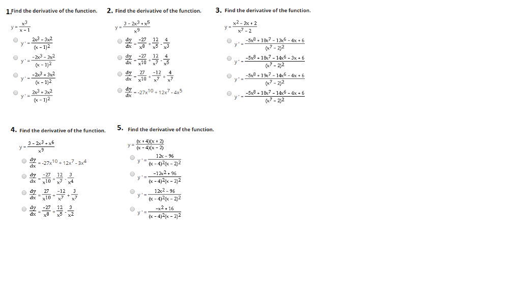 Solved Find The Derivative Of The Function Y X 3 X 1 Chegg Com