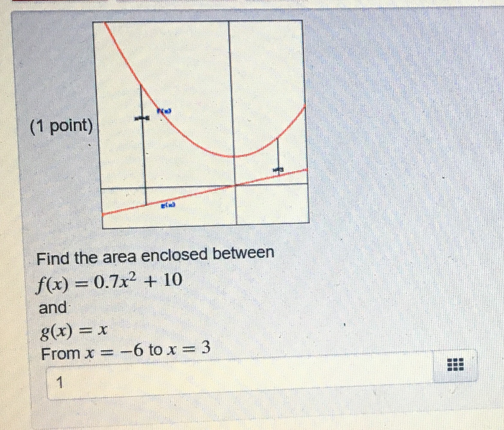 Solved Find The Area Enclosed Between F X 0 7x 2 10 Chegg Com