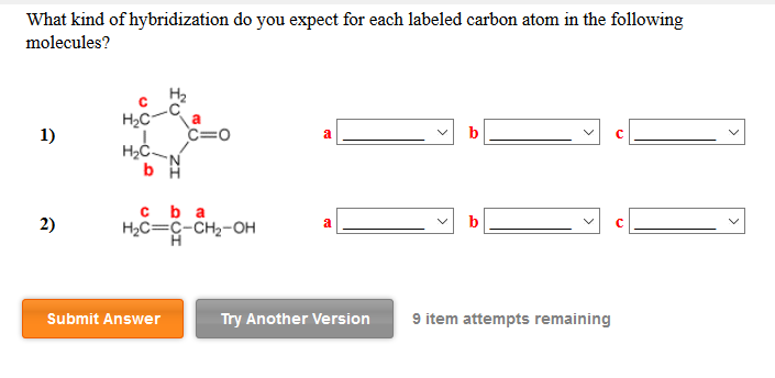 Solved What Kind Of Hybridization Do You Expect For Each