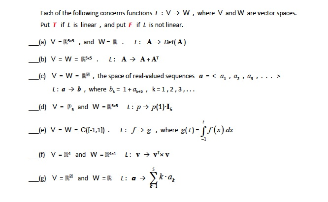 Solved Each Of The Following Concerns Functions Lv W Where Chegg Com