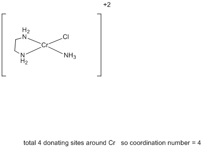 Question & Answer: In the coordination compound [Cr(NH3)(en)2Cl]Br2, the coordination number (C.N.) and..... 1