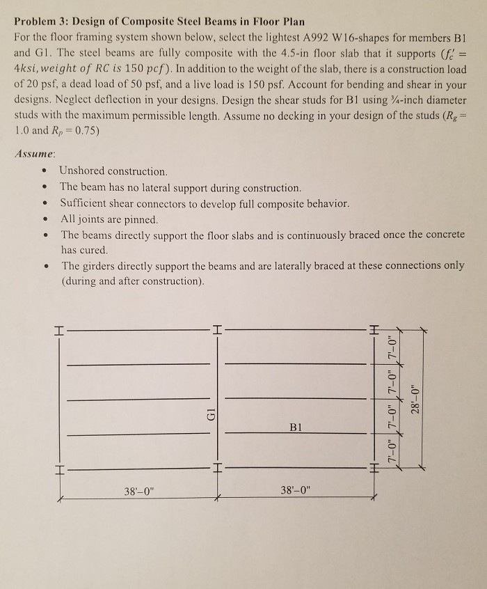 Solved Problem 3 Design Of Composite Steel Beams In Floo