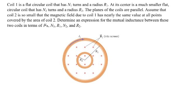 Solved Coil 1 is a flat circular coil that has N1 turns and